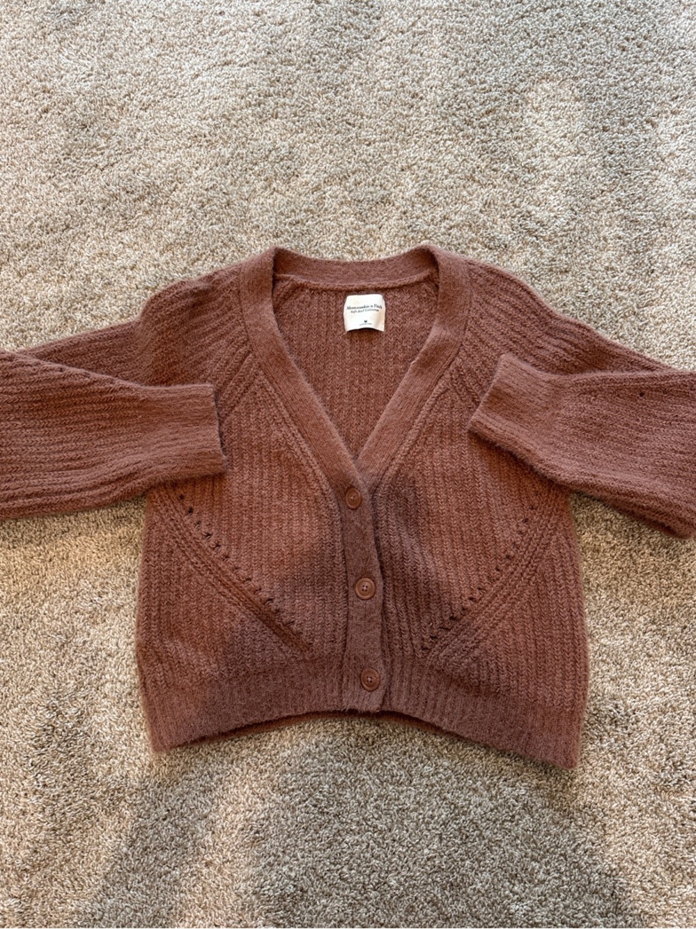 Abercrombie & Fitch Dusty Rose Button-Up V-Neck Cardigan